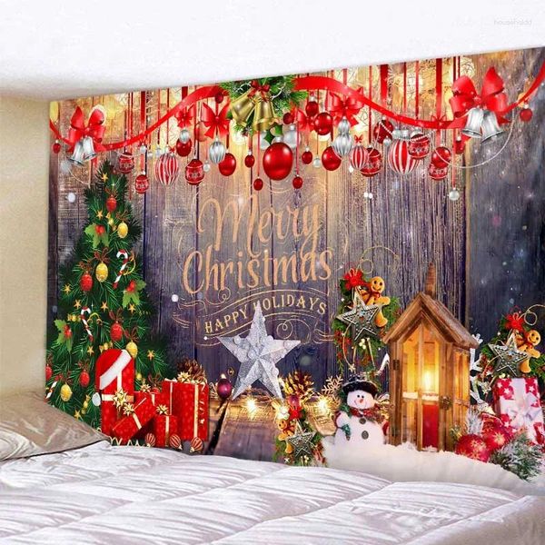 Tapeçarias Feliz Natal Decoração Tapeçaria Papai Noel Árvore Arte de parede Pano de fundo Sala de estar Decoração de casa