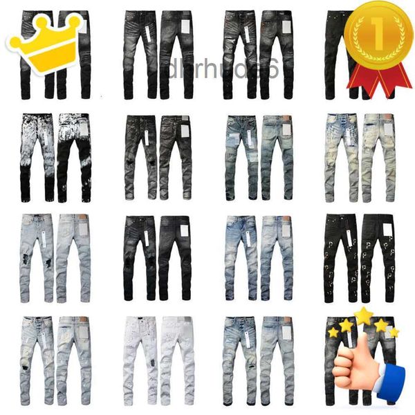 Jeans da uomo viola firmati Ksubi strappati High Street marca patch foro denim dritto moda streetwear Silm Wear Z36D