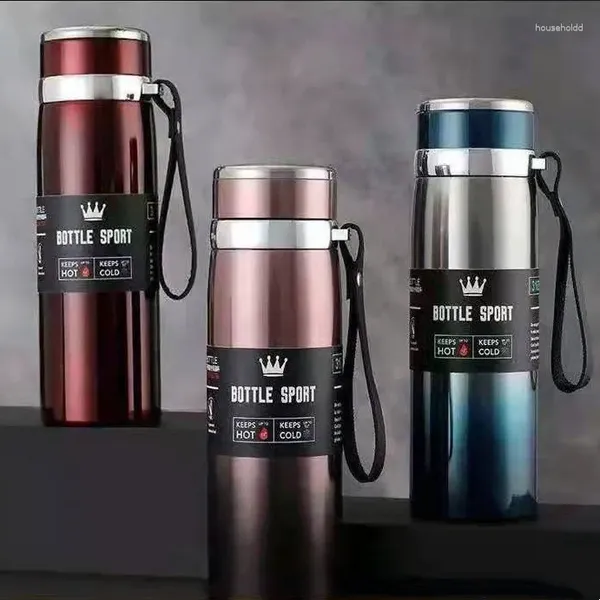 Garrafas de água 1 litro garrafa de aço inoxidável 24 horas isolado copo térmico portátil para chá café tumbler frascos de vácuo garrafas térmicas