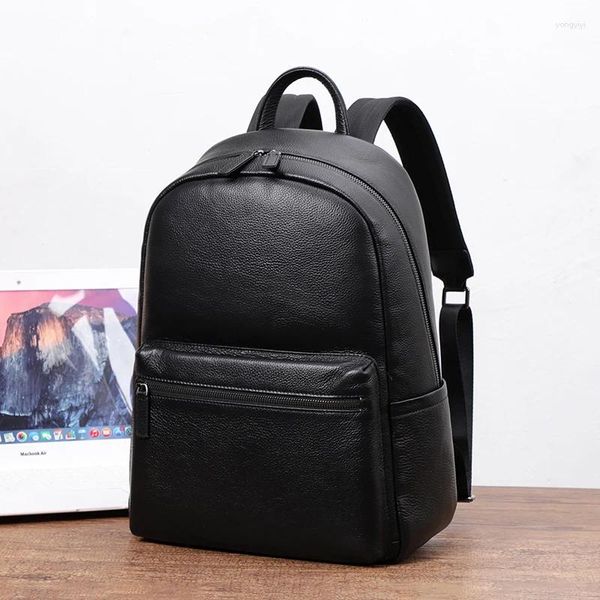 Mochila marca de couro dos homens saco de escola para faculdade design simples portátil mochila casual daypacks mochila masculino