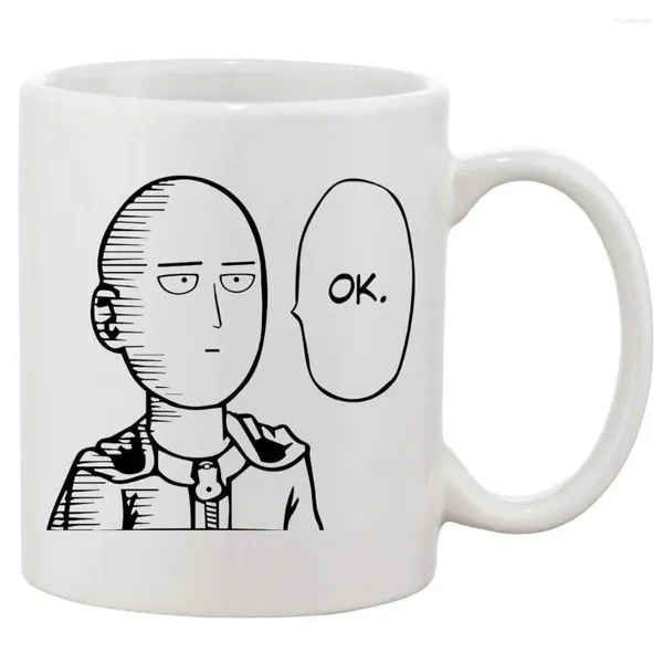 Tassen Saitama One Punch Man Ok Keramik-Kaffeetasse, weiß, 325 ml, Geschenk, Tee- und Milchbecher
