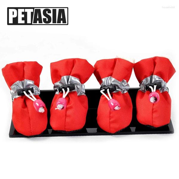 Hundebekleidung PETASIA Winter-Haustierschuhe 4 Teile/satz Große Hundestiefel Baumwolle Wasserdicht Rutschfest XS XXXL Für Bulldogge Acht Farben