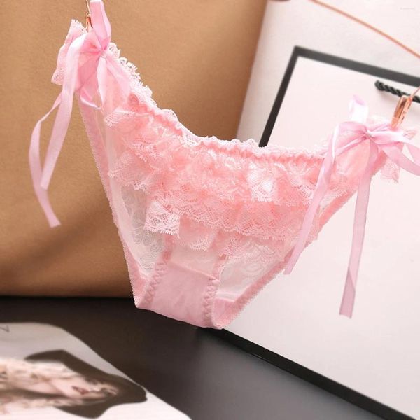 Mutandine da donna Kawaii Donne Mutande di pizzo rosa Ragazze giapponesi Studenti Biancheria intima trasparente a vita bassa Lingerie