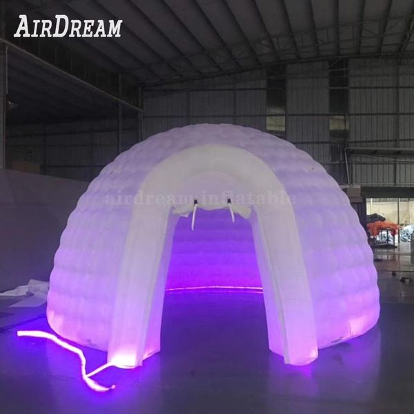 wholesale Annunci 8mD (26 piedi) Con ventilatore che cambia colore, illuminazione a LED, tenda a cupola gonfiabile, tenda per feste igloo illuminata per mostra