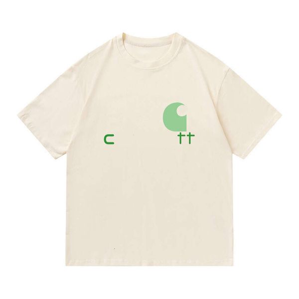 Moda Erkek ve Kadın T-Shirt Takım Markası Carhart Yeni 2023 Yaz Açık Kış Kar Dağı Pik Desen Basılı Yuvarlak Boyun Kısa Kol Q1