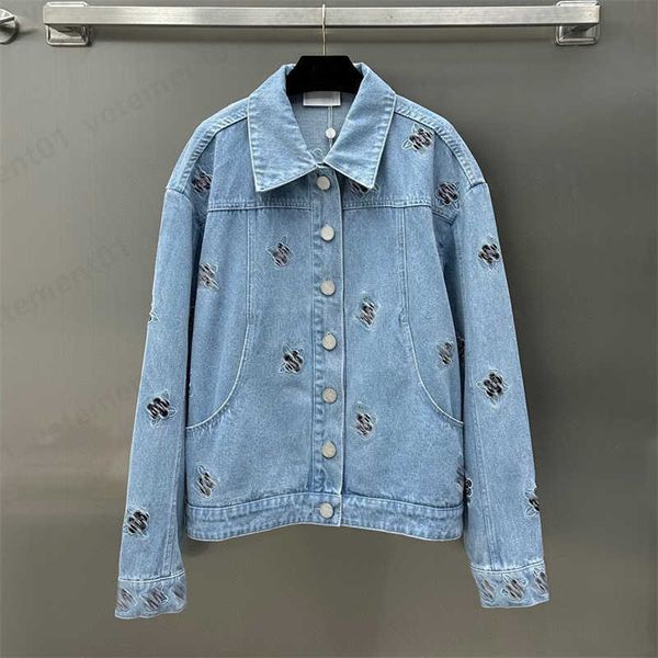 Jaqueta de designer feminina jaqueta jeans botão casaco yb sarja importada material de algodão multi lavado macio e confortável bordado camélia jaquetas roupas femininas