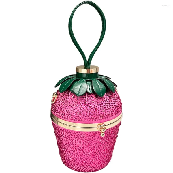 Borse da sera 2024 Borsa con diamanti Borsa a forma di fragola Borsa a mano Tote Spalla da matrimonio per donna Borsa a tracolla da cocktail