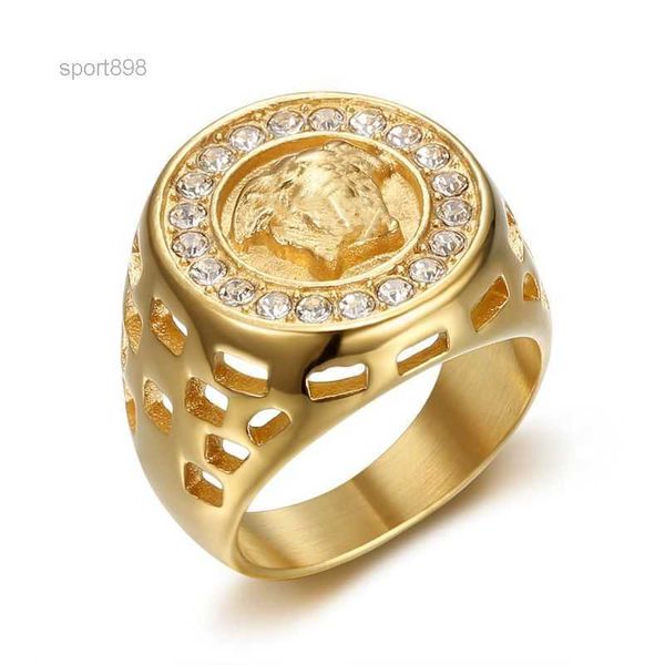 Anéis de designer de marca Medusa Fan família / família F diamante francês anel de aço titânio para homens e mulheres 6JZI