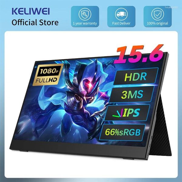 15,6 Zoll tragbarer Monitor 1080P Full HD IPS Zweiter Gaming-Bildschirm für Xbox Ps4 Laptop Switch Display mit Lautsprechern