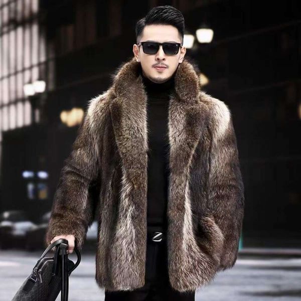 Мужское меховое зимнее пальто средней длины, дизайнерское интегрированное норковое модное повседневное пальто 3RPK