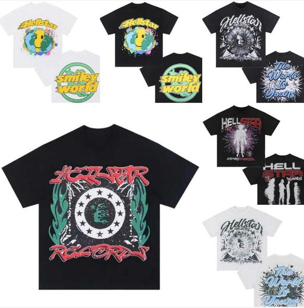 Homens camisetas Hellstar algodão t-shirt moda preto mulheres designer roupas desenhos animados gráfico punk rock tops verão high street amantes streetwear