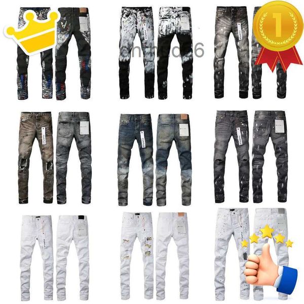 Marke Männer Jeans Lila Designer Damen High Street Wash Denim Gestickter Reißverschluss Knopf Slim Gerades Bein Klassische Mode Tragen Hipster 8ZJP