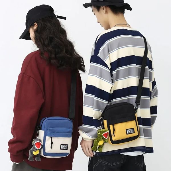 Frauen Männer Leinwand Schulter Messenger Taschen Kleine Koreanische Nette Mode Weibliche Umhängetasche für Mädchen Jungen Tuch Mini Handtaschen 240124