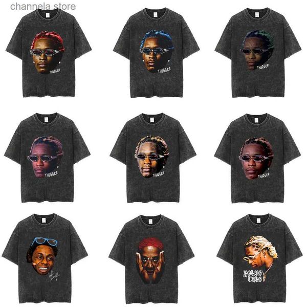 Erkek Tişörtler Genç Thug Thugger Grafik Vintage Tişörtlü Tişörtlü Erkek Rapçi Hip Hop Punk Tees Erkek Kadın Moda Büyük Boyut Tişörtleri Sokak Güzergahı T240202