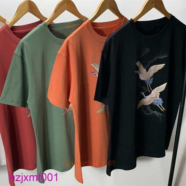 682L Erkek Tişörtleri Erkek Tasarımcı Tişört Kırmızı Taç Taçlandırılmış Vinç Baskı Yaz Hip Hop Moda Erkek Kadınlar Kısa Kollu Tees S-3XL