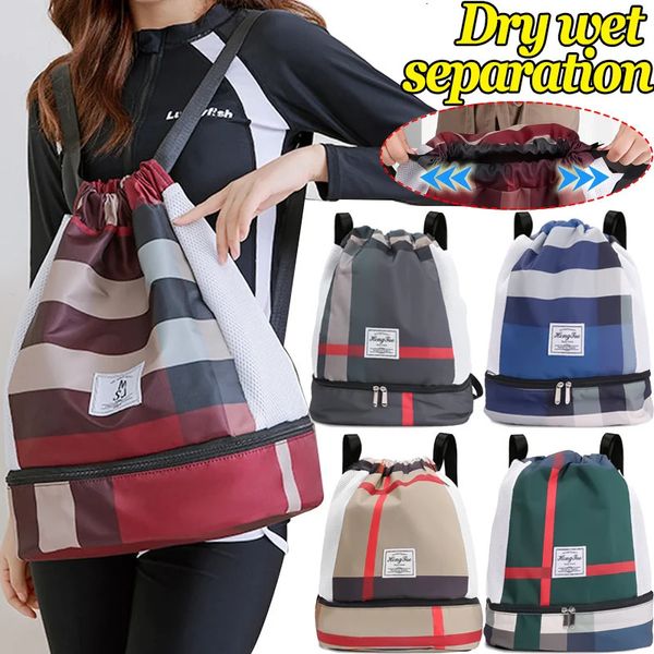 Trocken-Nass-Trennung Fitnesstasche Oxford-Tuch wasserdichter Strandrucksack Drag Sport Fitness Schwimmen Reise Aufbewahrungstasche 240202