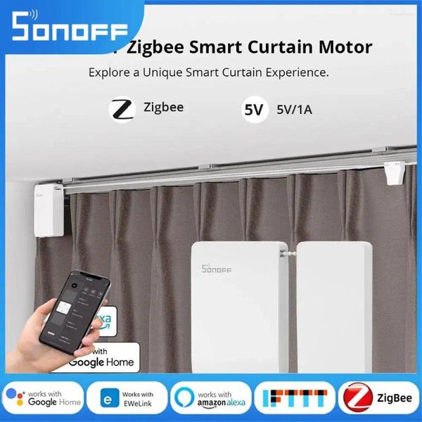 Управление умным домом SONOFF Zbcurtain Zigbee Мотор для штор с питанием от аккумулятора Бесступенчатая регулируемая работа с Alexa Google Smartthing Assistant