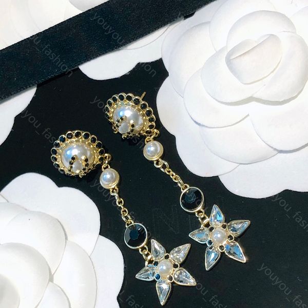 Lüks Kolye Küpe Tasarımcı Kadınlar İçin Moda İnci Ball Stud Marka Crystal Yıldız Küpeler Altın Çemberler Eardrop Bayan Düğün Hediyeleri -3