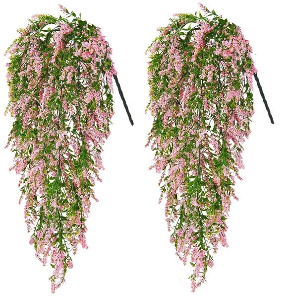 2 pçs 78cm flor artificial glicínias falso rattan plástico teto trigo orelha espuma lavanda planta verde videira plantas 240127