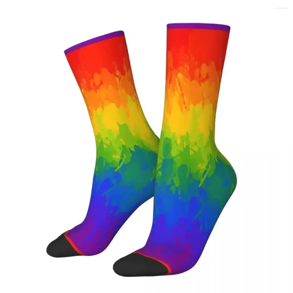 Calze da uomo Gay Rainbow Pride Paint LGBT Uomo Uomo Donna Calze primaverili Hip Hop