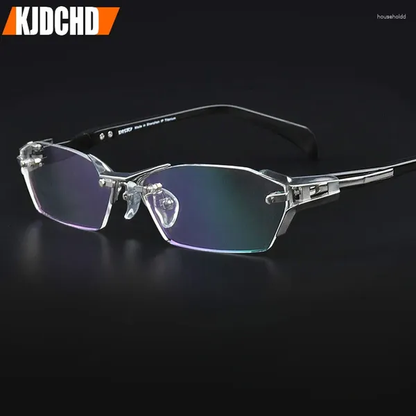 Montature per occhiali da sole KJDCHD Occhiali in titanio Montatura da uomo Occhiali da vista senza montatura quadrati da lavoro ottici trasparenti per computer