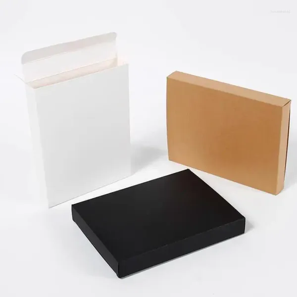 Envoltório de presente 20 pcs estilo plano caixa de papel kraft máscara embalagem po cartão postal armazenamento branco marrom preto caixas universais