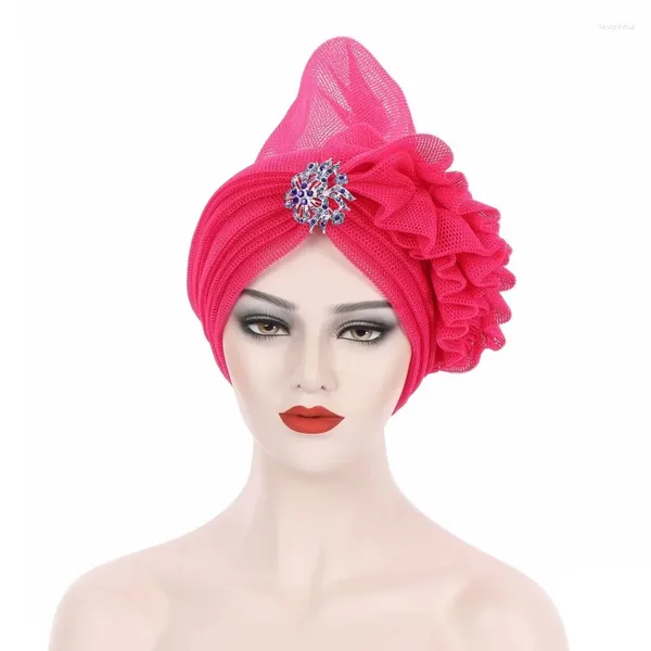 Ethnische Kleidung Mesh dreidimensionale Blumenhut Legierung Zubehör Gele Tutorial Afrikanische Hochzeitsmode Headtie Auto bereit zum Tragen