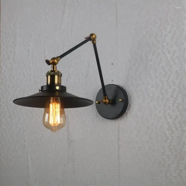 Lâmpada de parede retro ferro interior corredor luz da escada e27 lâmpadas cabeceira dobrável rocker luzes decorativas ac 220v