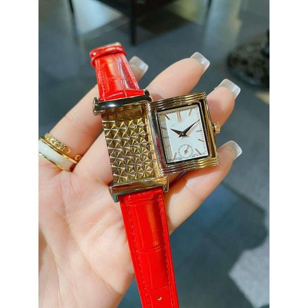 Designer JL Uhr Damenuhr Reverso Uhren hochwertiges Quarzwerk Lederarmband Uhr Luxe mit Box V5YT