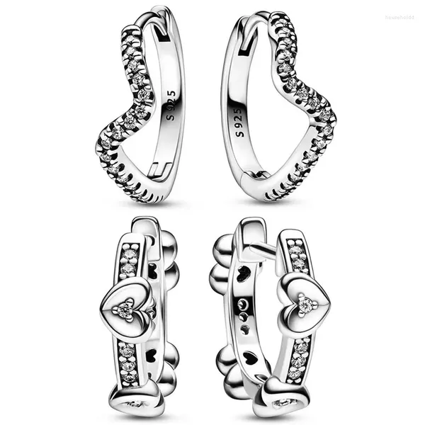 Ohrstecker Original strahlend funkelnde Herzen Wellenohrring mit Kristall 925 Sterling Silber für Frauen Geburtstagsgeschenk Europa Schmuck