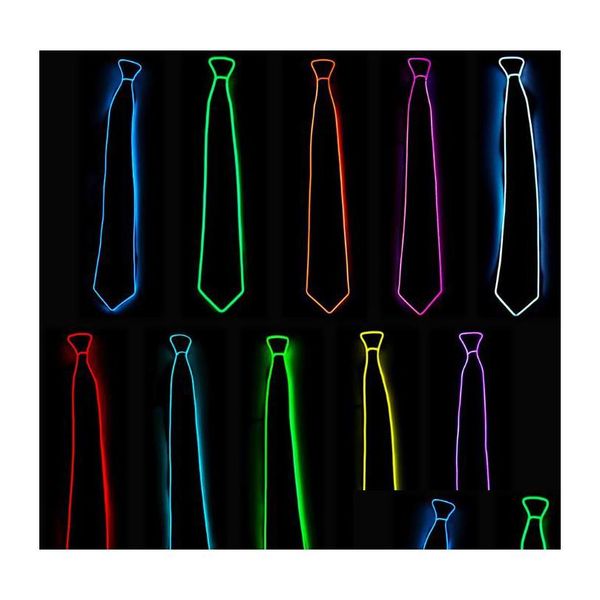 Cornici e modanature Rave Cravatta a LED Bagliore regolabile Neon Party Light Up Cravatta Novità Vestiti Abiti Costume Consegna a domicilio Home Garde Dhiwe