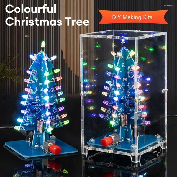 Decorações de Natal DIY Árvore 3D Solda Prática Colorful LED Piscando RGB Ciência Eletrônica Monte Kit Árvores