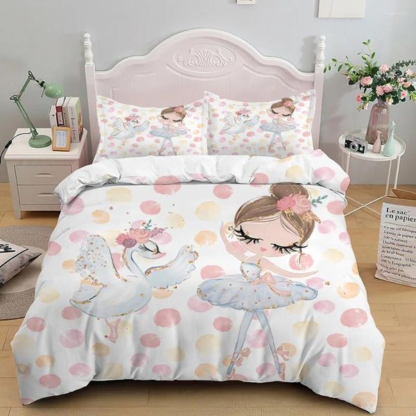 Set di biancheria da letto Set copripiumino per ragazza che balla balletto in stile principessa Twin Size per bambini Letto nordico completo Queen King