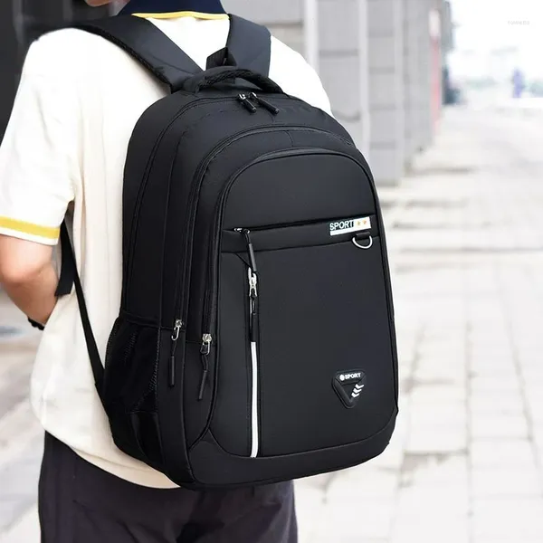 Школьные сумки Высококачественный рюкзак большой вместимости Мужская деловая сумка Черная дорожная непромокаемая прочная грязеотталкивающая сумка