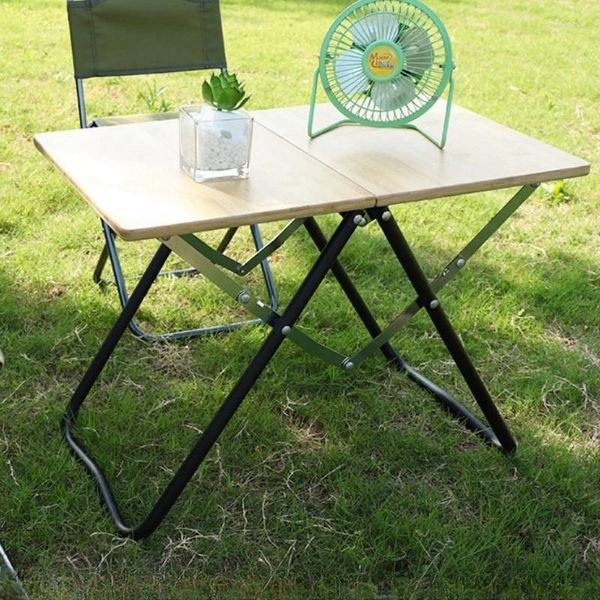 Mobília de acampamento ao ar livre dobrável mesa de superfície de bambu portátil configurar tenda lazer de acampamento
