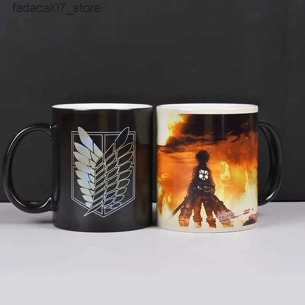 Tazze Attack On Titan Tazza per scolorimento Tazza che cambia colore Caffè in ceramica Tè Tazze per latte Novità Compleanno Regali di Natale Q240202