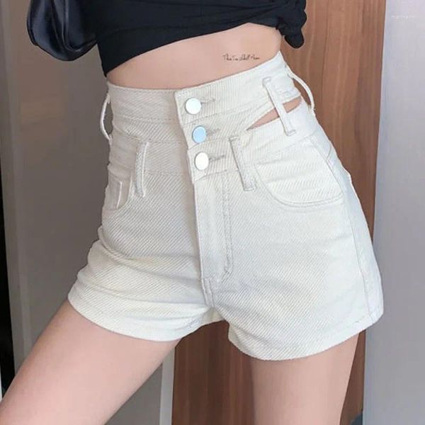 Pantaloncini da donna Pantaloncini da club skinny con giunture cave in cotone moda estiva da donna super jeans sexy