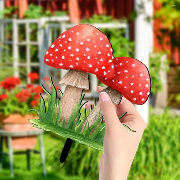 Decorações de jardim ao ar livre ornamentos de chão gramado em forma de cogumelo decoração inserção planta verde estaca sinal acrílico