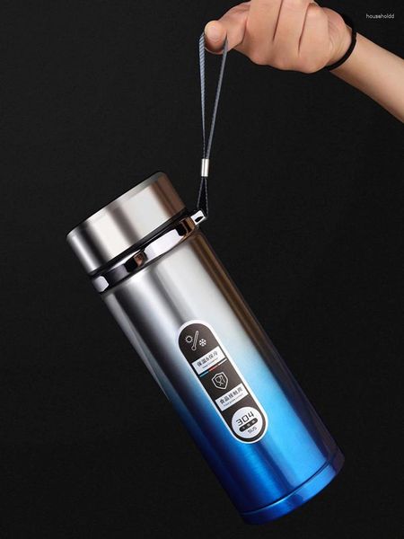 Bottiglie d'acqua Bottiglia termica aziendale Bicchiere in acciaio inossidabile Boccetta sottovuoto isolata Tazza ad alta capacità per bere il tè a scrigno