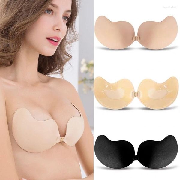 BHs Sexy trägerloser rückenfreier BH Super Push Up Invisible Non Slip Plus Size Klebriges Silikon für Frauen Selbstklebend