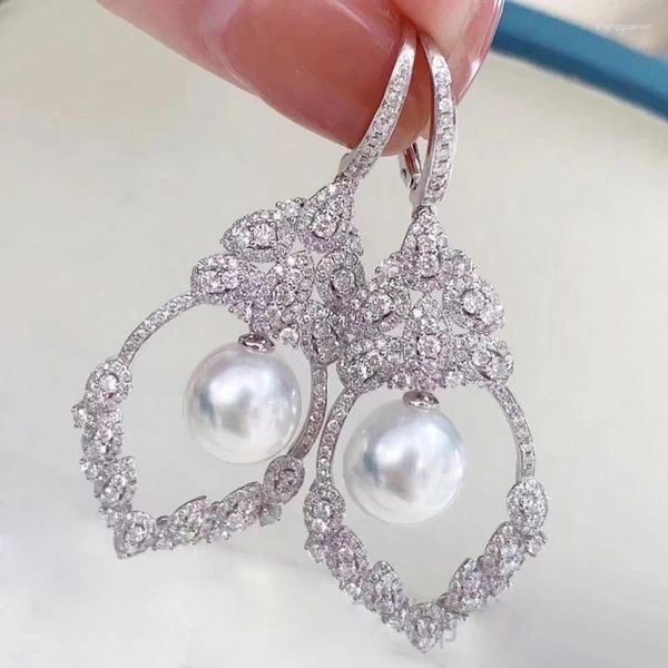 Orecchini pendenti MeiBaPJ 9-10mm Perla rotonda naturale Moda Goccia di lusso Argento 925 Vassoio vuoto Gioielli da sposa con fascino raffinato per le donne