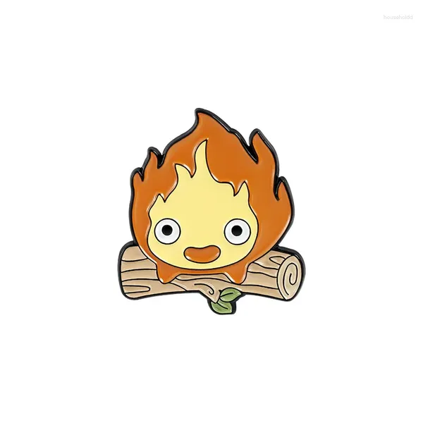 Spille 2024 Calcifer Smalto Spille Personalizzato Fuoco Elfo Anime giapponese Spilla Risvolto Distintivo Regalo dei gioielli del fumetto per i bambini Amici