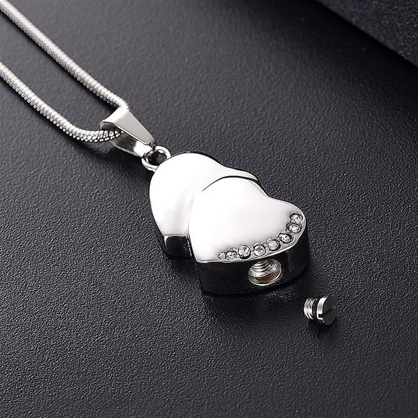 LKJ12447 серебряный тон сердце кремация кулон для мужчин женщин держатель для пепла мемориальная урна ожерелье с воронкой подарочная коробка257i