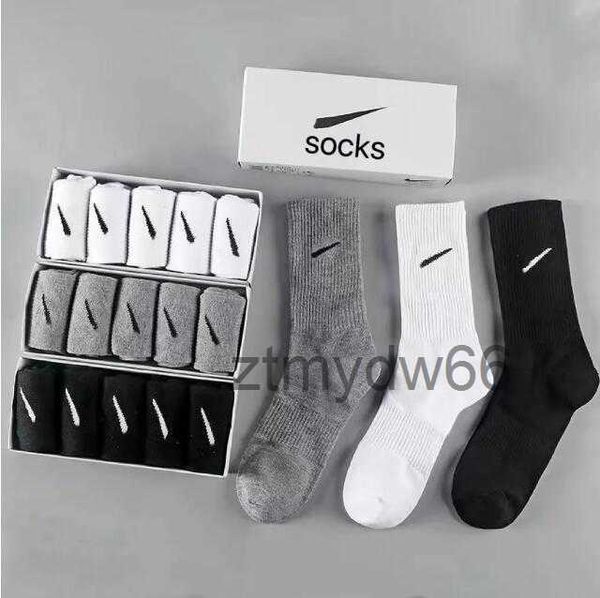 Мужские носки женские классические черные, белые, серые, однотонные, 5 пар в коробке, футбол, баскетбол, спорт для отдыха, NHFO