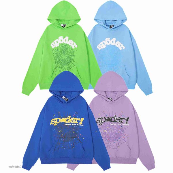 Spider Hoodie Designer Hoodies Sp5der Rosa Gráfico Diamante Conjunto Engrossado Terry Pano Athleisure Hot Stamping Espuma Impressão Oversize Algodão Grosso SOB0