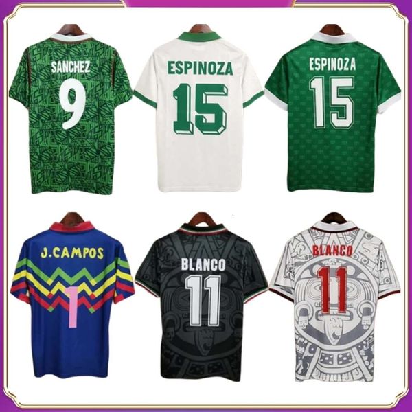 1994 Mexiko Nationalmannschaft Herren 2006 Retro-Fußballtrikots H. SANCHEZ 1999 BLANCO HERNANDEZ Heim-Auswärts-Fußballtrikots Kurzarmuniformen