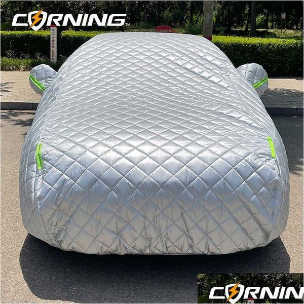 Copriauto Inverno Er Outdoor Cotone addensato Tendalino per protezione auto Neve Ers Parasole Impermeabile Antipolvere Berlina Suvhkd230628 Drop Dhiac