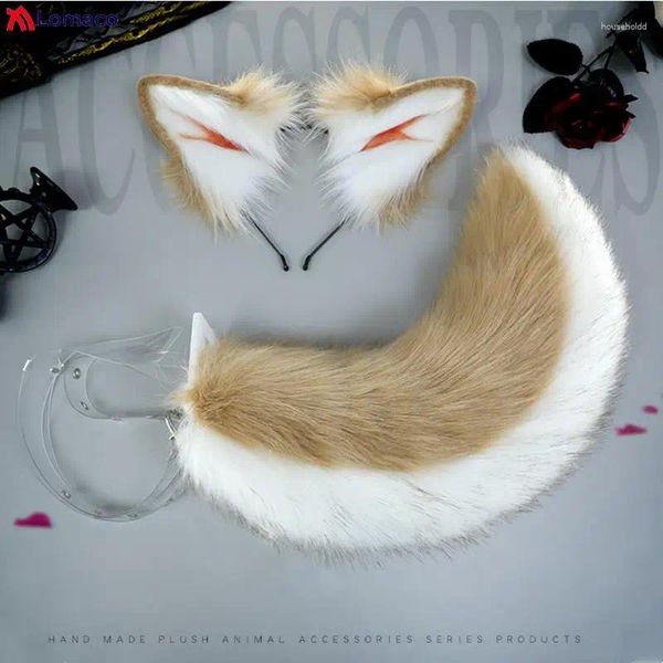 Articoli per feste Marrone Shiba Inu Anime Simulazione Copricapo Coda di bestia Orecchio di lupo Gatto Volpe Cerchio per capelli Cosplay personalizzato Accessori di Halloween