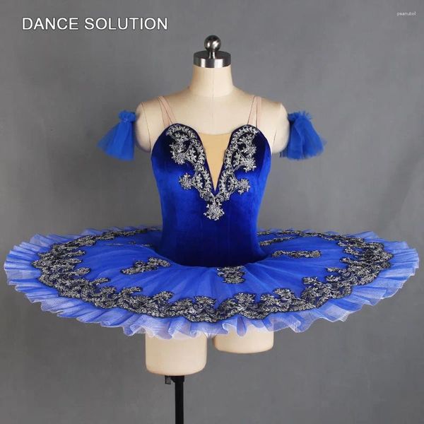 Palco desgaste estiramento veludo profissional ballet tutu 7 camadas de tule plissado panqueca tutus meninas bailarina trajes de dança 4 cores bll432