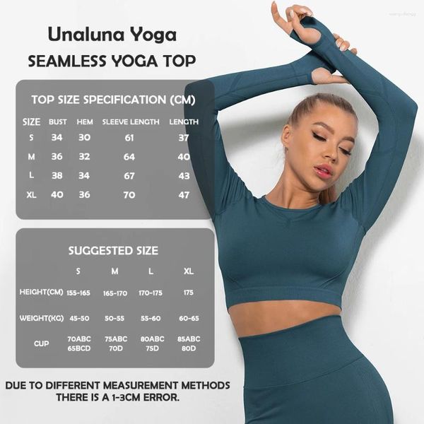 Camicie attive Una Top sportivo senza cuciture a maniche lunghe con ritaglio per le dita Yoga per fitness Donna Push Up Abbigliamento da allenamento Abbigliamento sportivo Palestra